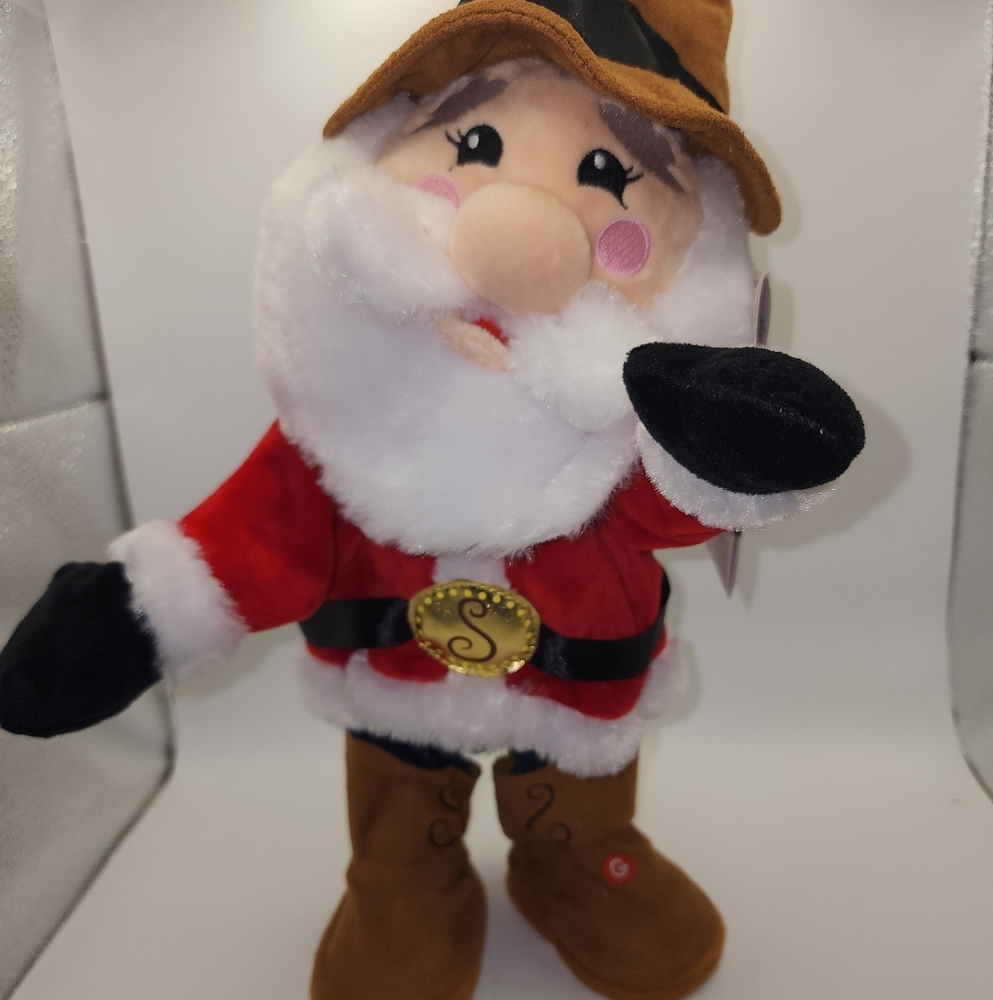 Dancing Cowboy Santa Plush Toy